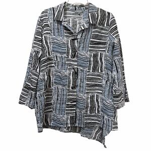 Habitat Large 3/4 Sleeve Collared Button Down Tunic Blouse Top B3